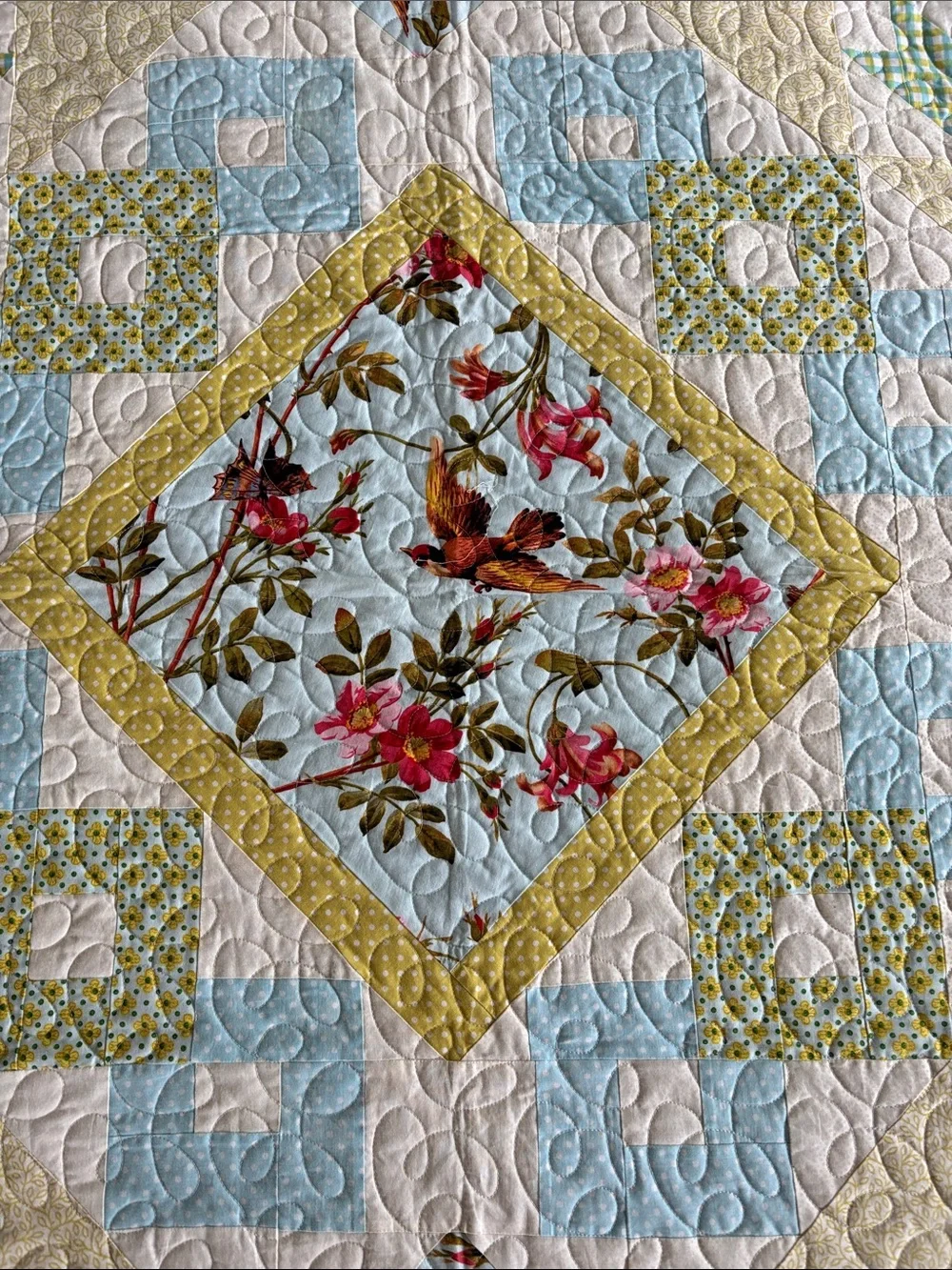 Patchwork Quilt Queen Size  Hand Made  EUC